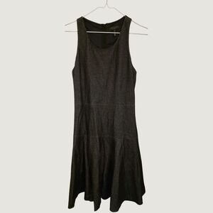Rag&Bone Enigma Sleeveless Mini Dress Drop Waist Fit & Flare Sz4 Black Pinpoint‎
